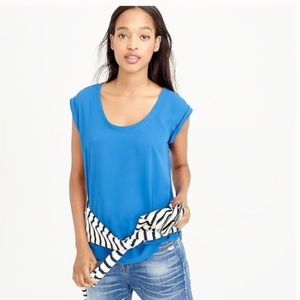 J.Crew sz. 8 Polished Scoop Neck SS Blouse in Blue